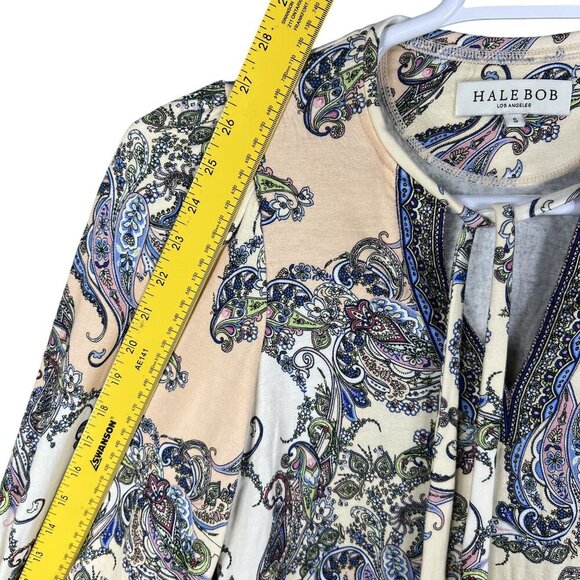 Hale Bob Los Angeles Womens S Paisley Blouson Sleeve  Amata Top Tie Neck Blouse - Picture 9 of 15